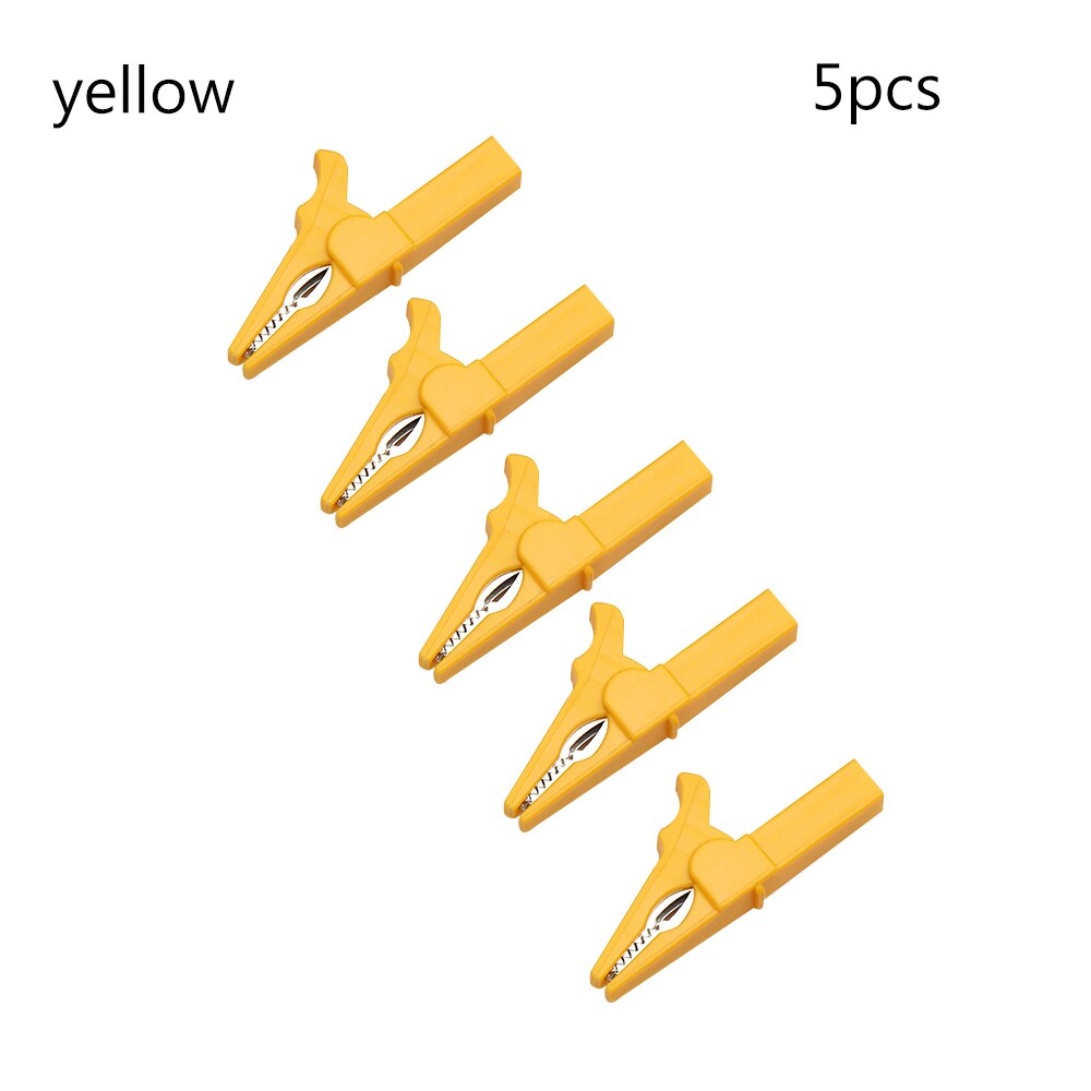 5Pcs 55X35Mm Hv Alligator Clip Batterij Test Clip Voor Banana Plug Multimeter Pen Kabel Probes Krokodil clip Batterij Auto Auto: yellow