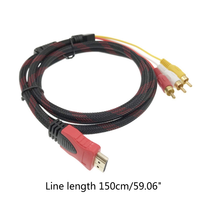R91A Hdmi-Compatibel 3 Rca Video Hdmi-Compatibele Kabel 1080P Adapter Voor Hdtv Tv Set-box Av Cord Converter