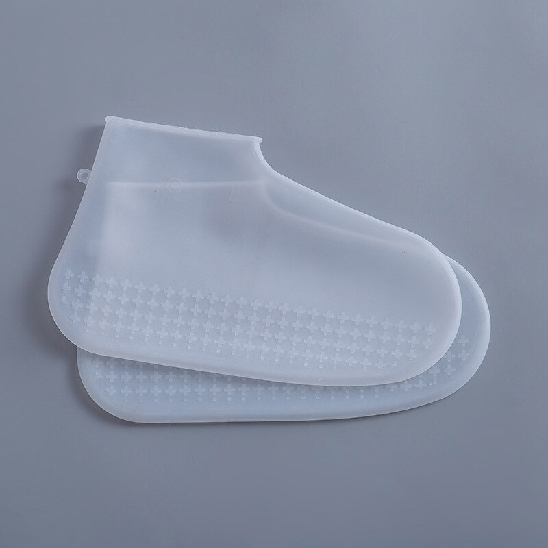 Herbruikbare Waterdichte Schoen Cover antislip Regen Laarzen Overschoenen Siliconen Elastische Covers Protector Vrouwen Mannen Schoenen Accessoires: WHITE / S
