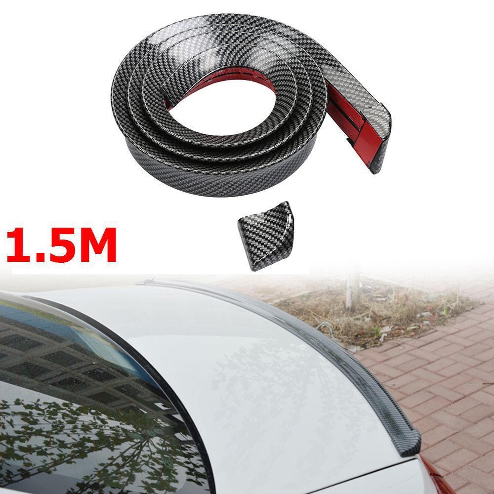 Universal 4.9ft 3D Carbon Fiber Car Rear Wing Lip Spoiler Tail Trunk Roof Trim Luxury Kit Automotive Carbon Fiber Tail