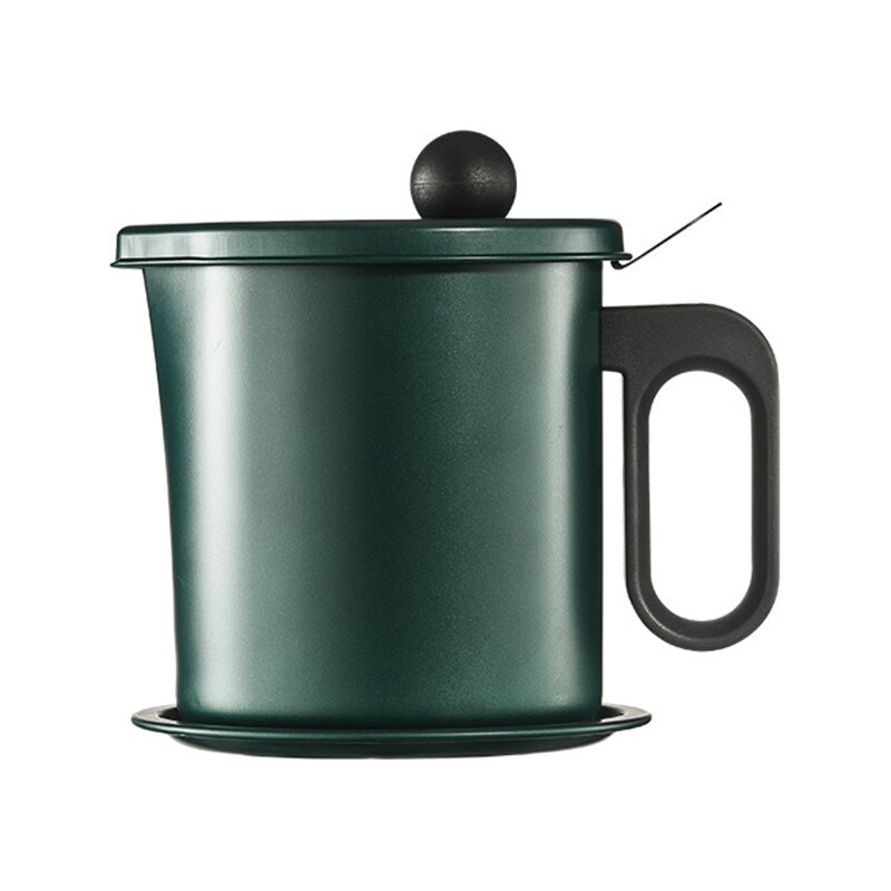 Stainless Steel Strainer Aluminum Oil Filter Pot Soup Grease Strainer 1.7/1.3L 57.5/43oz Oil Storage Pot Grease Keeper With Lid: 1.7L 57.5oz Green