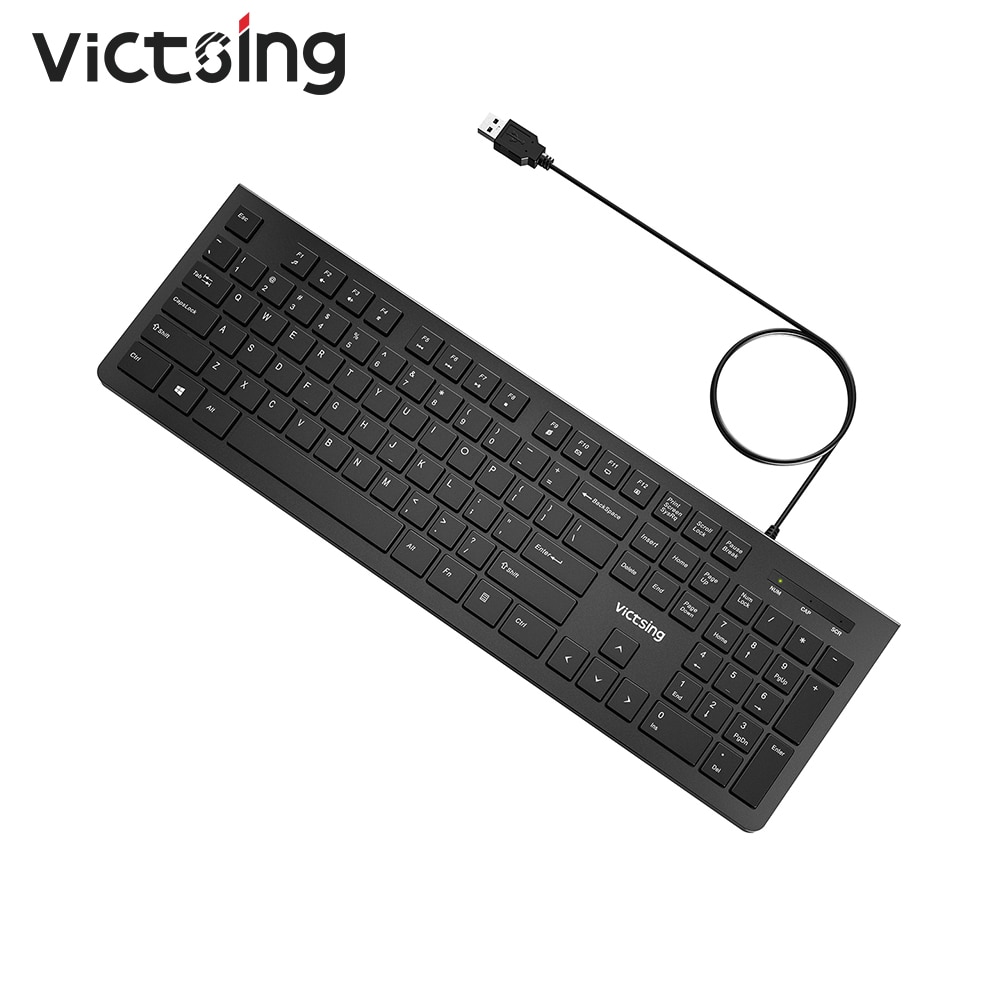 VicTsing PC206 Wired Keyboard Portable Slim Membrane Chiclet Keyboard 104 Keycaps For Tablet Desktop Laptop PC Computer Keyboard