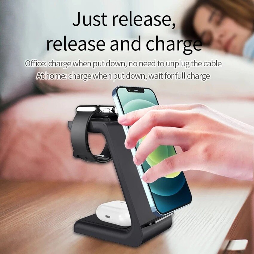 3 in kabellose ladestationen  qi 15w schnellladefunktion für iphone 13/12/11/8 pro max 1 airpods 5 apple watch 7 6 samsung