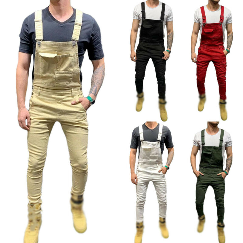 Hommes Denim Jeans salopette salopette combinaison Slim Fit bavoir pantalon décontracté coréen vêtements combinaison hommes