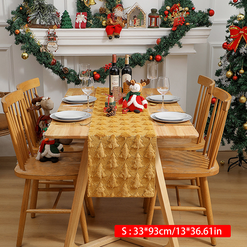 ​ kerstbomen zachte pluche tafelloper voor binnen buiten thuis party decor keuken eettafel.: 32*210 CM / Rood