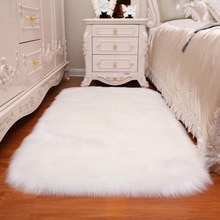 Luxury Square Soft Artificial Wool Sheepskin Fluffy White Fur Carpet Living Room And Bedroom,study Decoration: White40x40cm