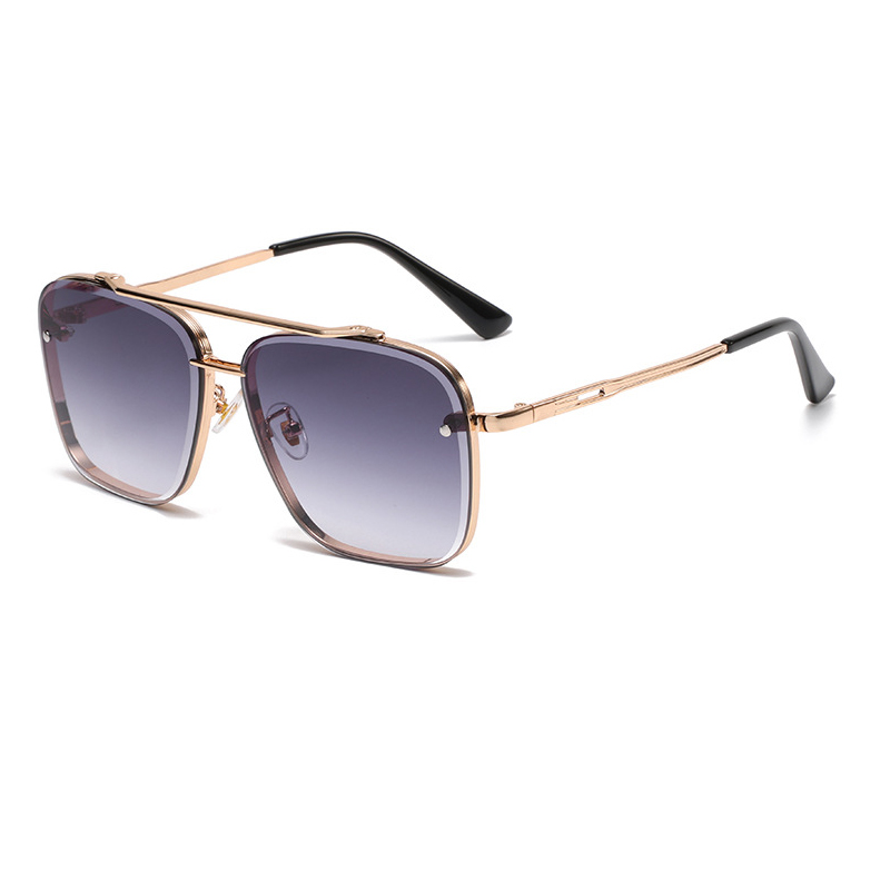 Gafas de sol de color degradado Gafas de sol con montura metálica grande para hombre Protección UV400 para mujer: Plata