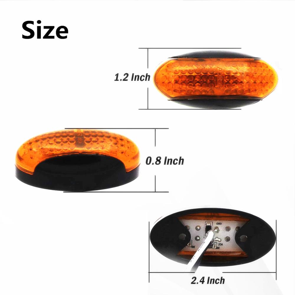 Fuleem – feu de gabarit latéral imperméable à 4 LED ambre 12V 24V, lampe de dégagement, pour camion et remorque, 10 pièces