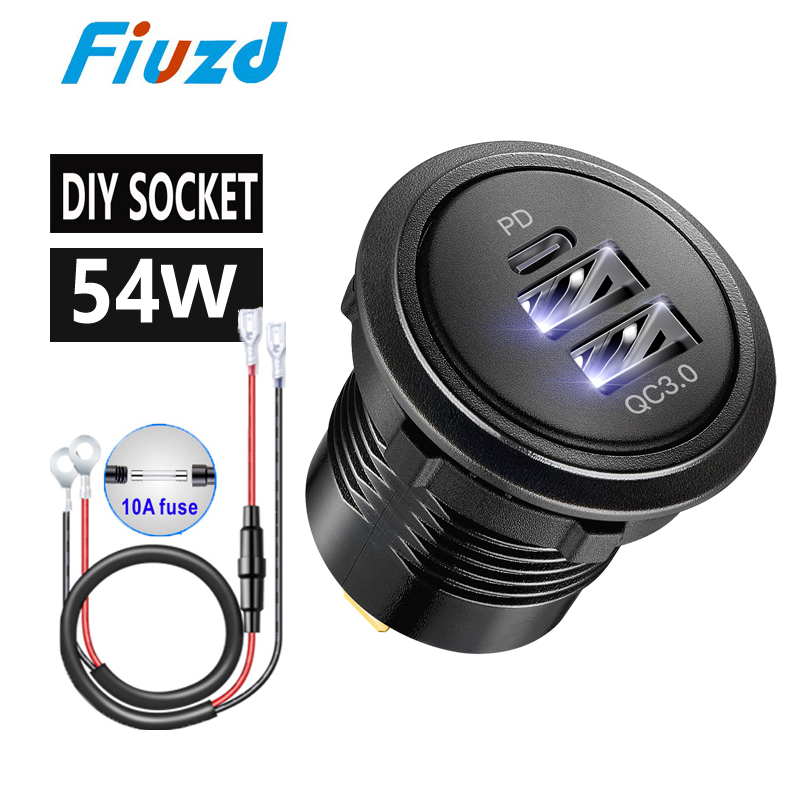 Autoladegerät 12V 24V USB-Steckdose Ladegerät Steckdose PD Typ C und QC3.0 USB-Anschluss USB-Buchse für Auto Boot Marine LKW: Black