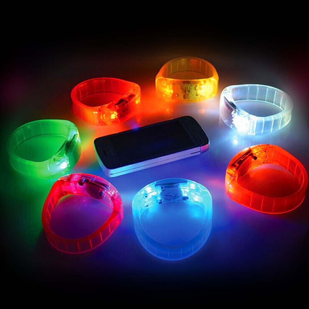 20 piezas Rave Control de voz pulseras Led luminosa pulsera brillante juguetes para los niños Festival suministros para