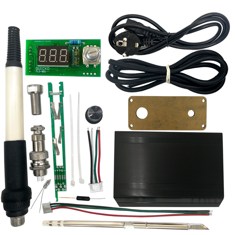 QUICKO-controlador STC T12 , estación de soldadura Digital LED, kits DIY, carcasa de aleación de aluminio con Panel transparente Acrílico