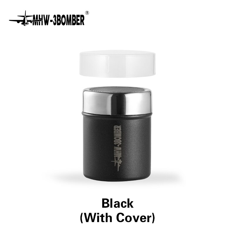 Chocolate Matcha Shaker Cocoa Flour Icing Stainless Steel Sugar Powder Coffee Sifter Lid Shaker Cooking Tools Coffee Accessories: Black