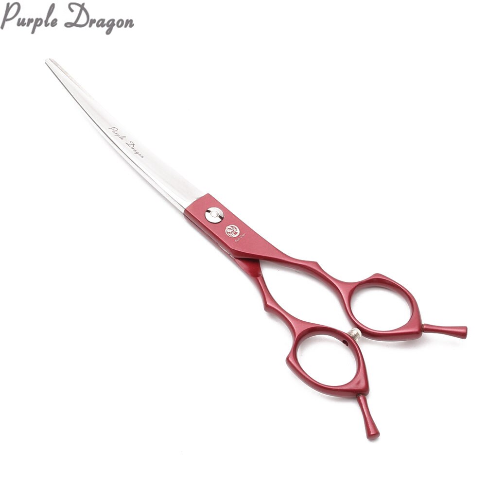 7" Purple Dragon Japanese 440C Up Curved Scissors Grooming Scissors Pet Scissors Bend Up Shears Animal Shears Z4009