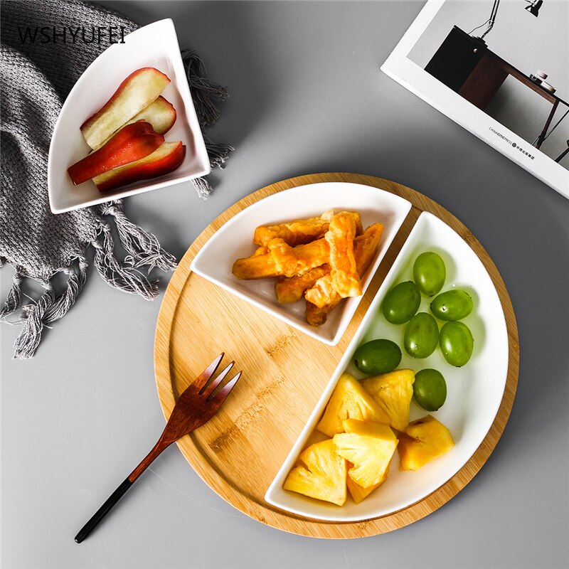 Nordic ceramic three-part four-part platter modern living room fruit platter snacks dried fruit cold cut platter