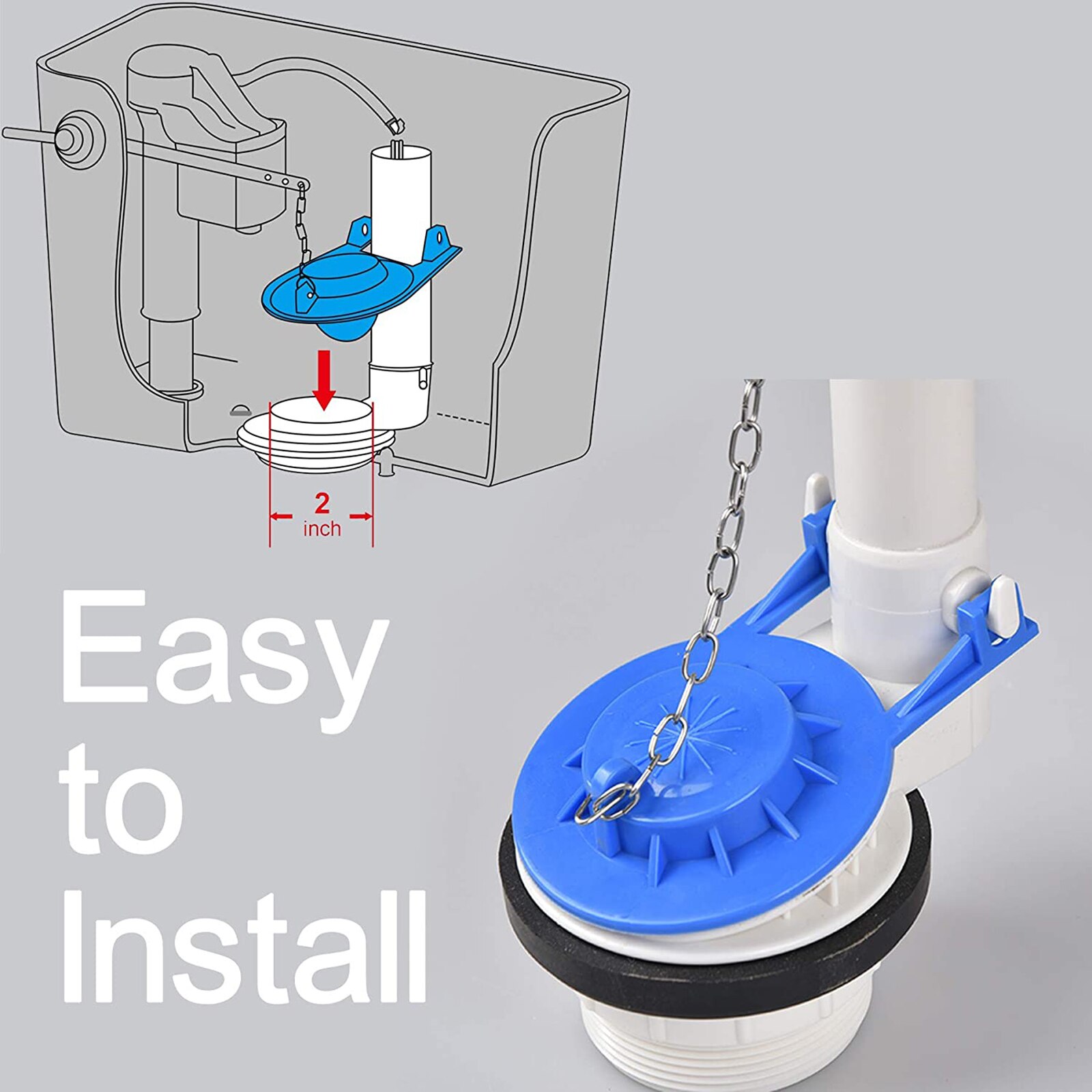 Toilet Flapper Seal Adjustable Tank Flap Cover Bathroom Accessories Part Drain PVC Repair Ring Home Water Saver