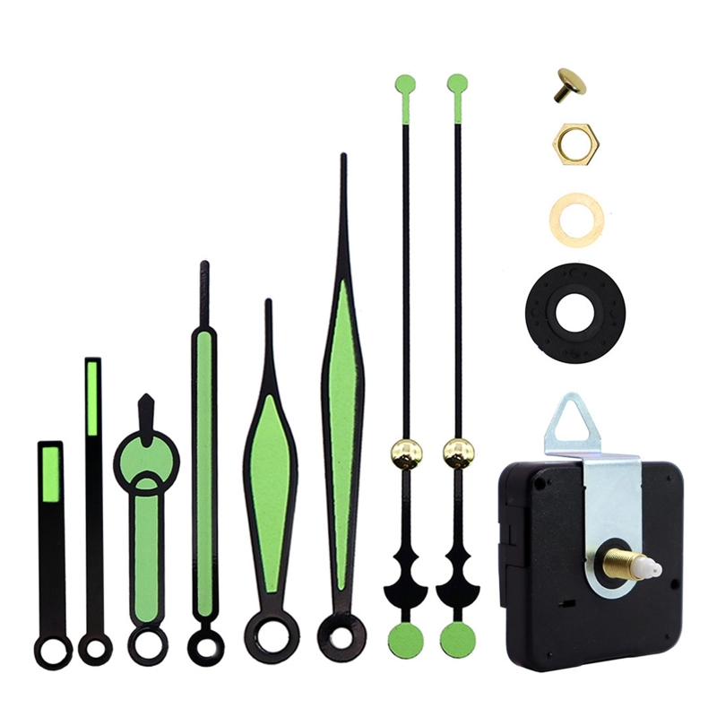 Quartz Clock Movement Mechanism Kit Long Shaft Clock with Different Clock Hands for DIY Clock Repair Parts Replacement