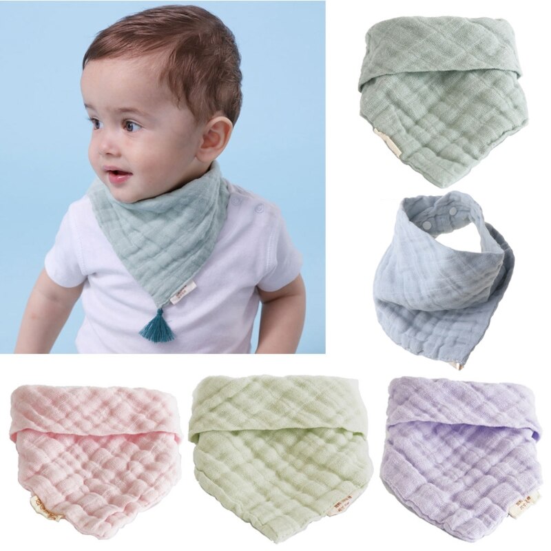 Babador do bebê 6 camadas gaze menino menina bandana burp pano algodão alimentação saliva toalha d55e