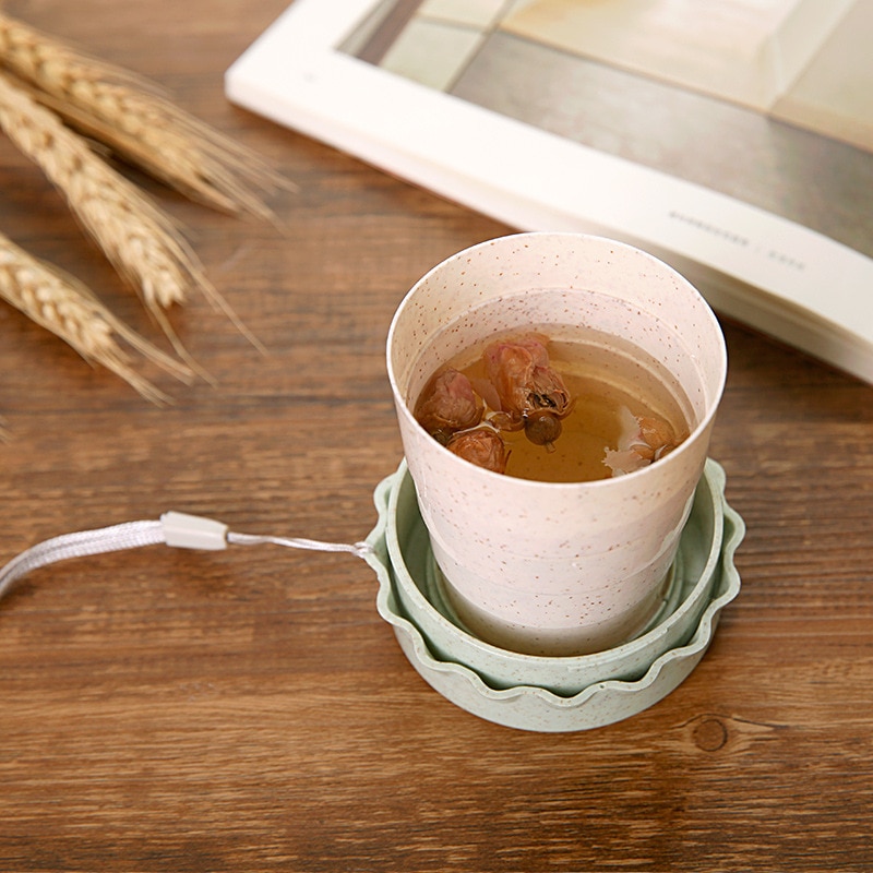 Portable Straw Wheat Plastic Telescopic Drinking Collapsible Folding Cup Travel Camping Convenient Easy To Carry Travel Bottle