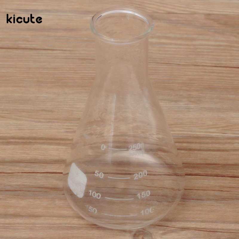 250ml Transparent Lab Conical Flask Glass Scientific Glass Erlenmeyer Flask Safe Glassware Laboratory School Research Supply