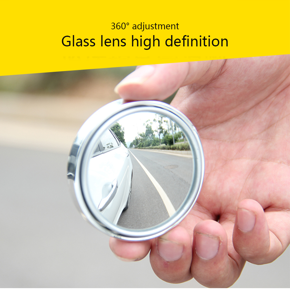 360 grados pulsador giratorio espejo retrovisor redondo retrovisor reverso asistencia convexa espejo de punto ciego accesorios de automóvil: Default Title