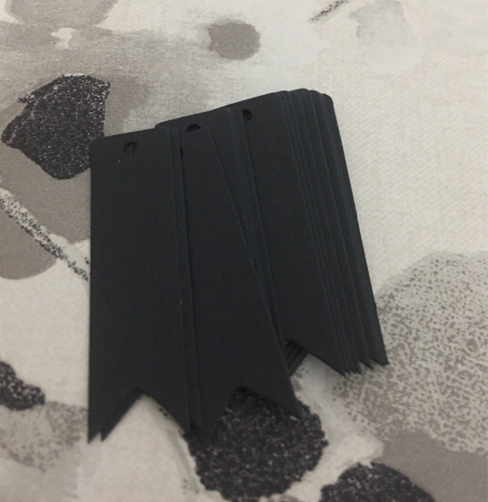 Lote de etiquetas de papel Kraft para manualidades, Mini etiqueta de comida artesanal, de color marrón, cuerdas para tarjetas de boda de 7x2cm, 100 unidades: black