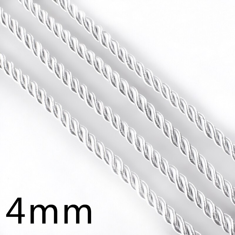 10m 4/5/6mm 3 Aktien Verdreht Baumwolle Nylon Schnüre DIY Handwerk Geflochtene Dekoration Seile Kordelzug Kasten Verpackung Gürtel Zubehör: 4mm Silber-