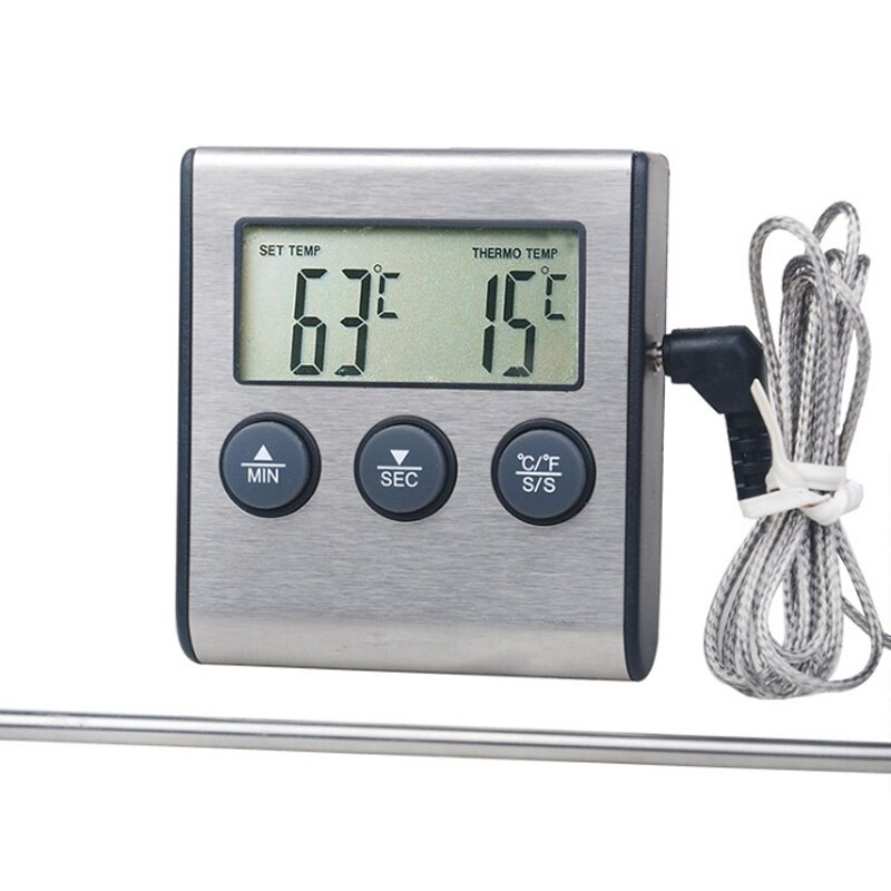 Digital BBQ Meat Thermometer Grill Oven Thermomet With Timer & Stainless Steel Probe Cooking Kitchen Thermometer