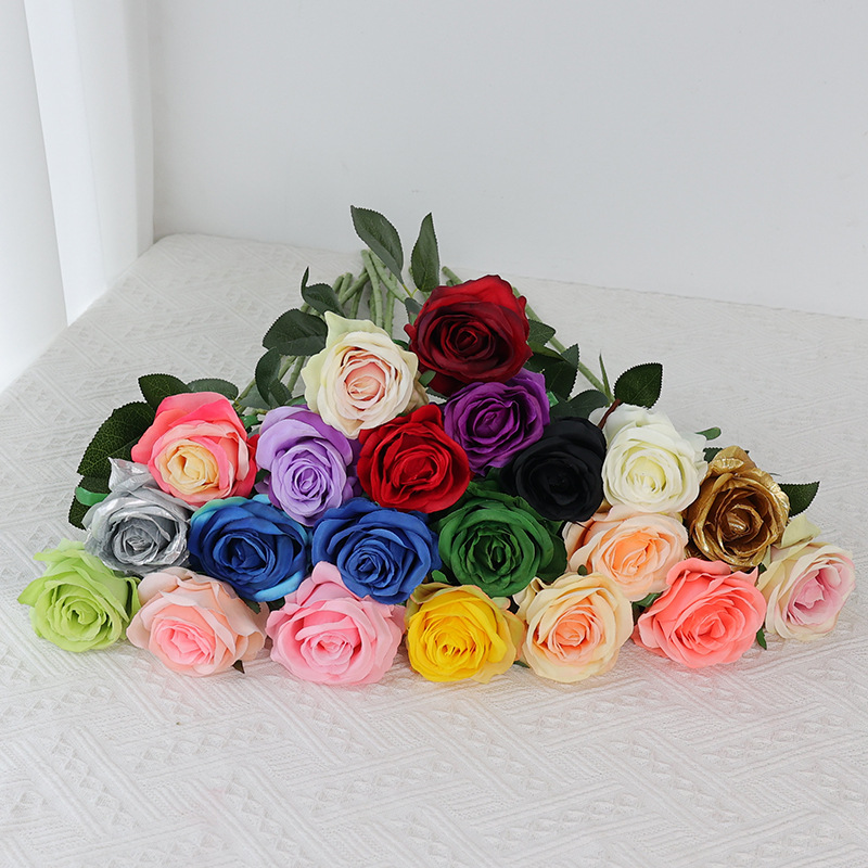 Kunstmatige Rose Takken Zijden Nep Bloemen Bruiloft Fotografie Boeket Thuis Woonkamer Tuin Rood Geel Zwarte Rozen Decoratie