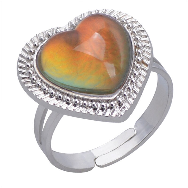 Hart Mood Kleur Veranderen Ringen Voor Vrouwen Zilveren Sieraden Passen Ring Vrouwelijke Bruiloft Belofte Ringen Dames Temperatuur Ring: 1