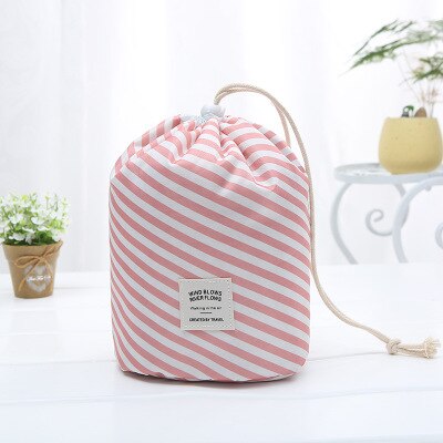 Multifunctional Storage Bag Waterproof Portable Cosmetic Bag Female Cosmetic Bag Travel Bag Beauty Bag travel Storage Bag: Pink stripe