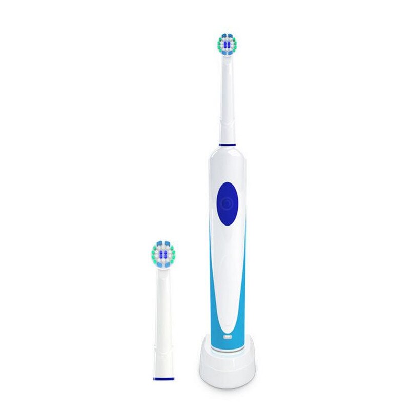 Electric Toothbrush Rechargeable Rotating With 2 Rotary Replacement Brush Head Teeth Whitening Deep Cleaning 20#814: Blue with 2 heads