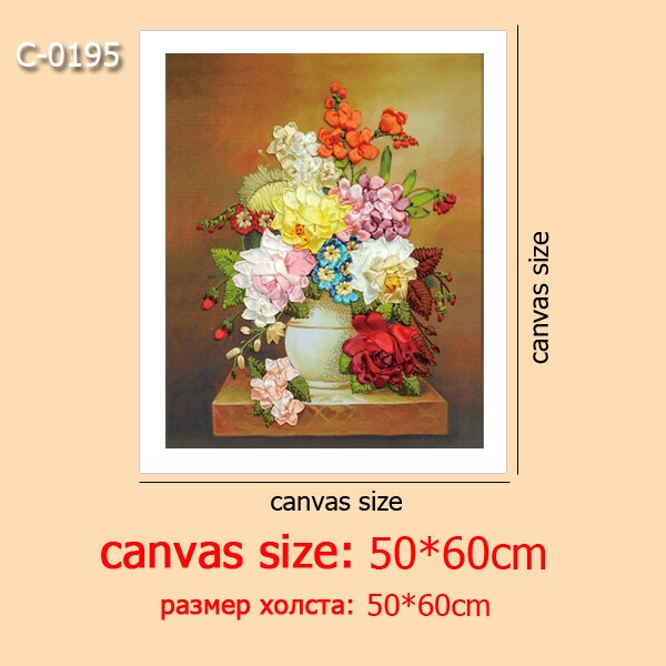 DIY Borduurwerk Kit, Lint Borduren, Naaien handwerken, Kruissteek, 3D Canvas Schilderij, Bloem, rose, Woonkamer Decor: C-0195 / have painting