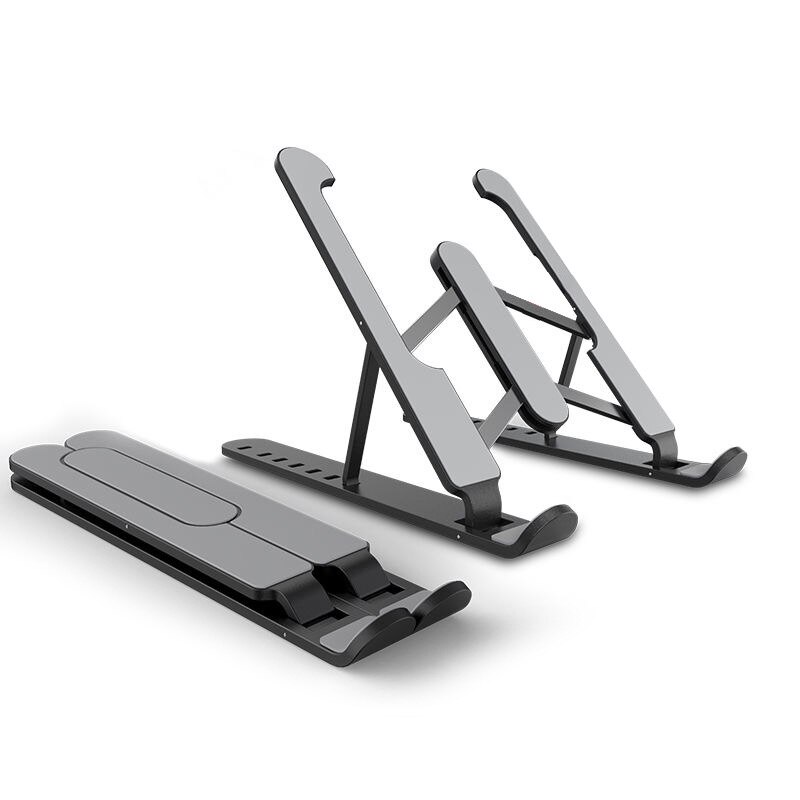 DQR Laptop Stand - Adjustable Aluminum Alloy - Portable Notebook Holder - 7-Speed Height - Foldable: Black