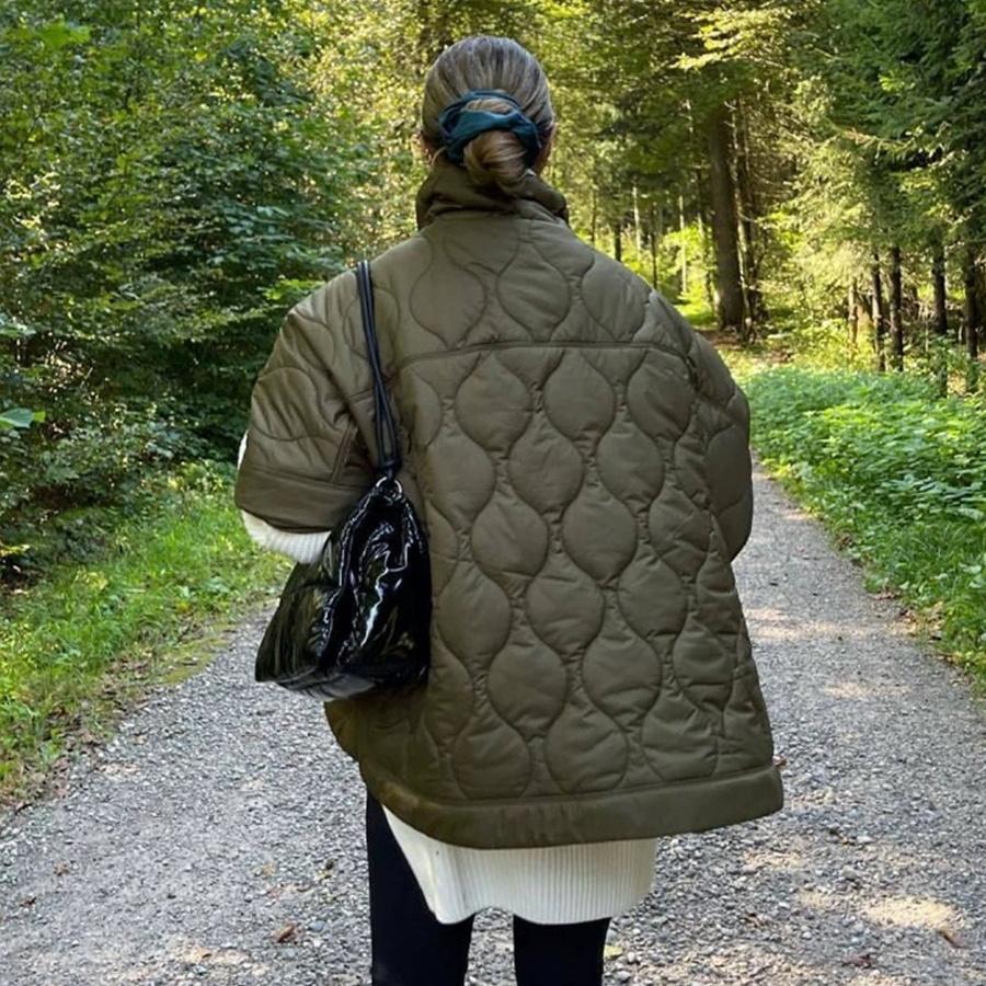 Cotton-padded Women Camping Shawl Cape Coat Argyle Stand Collar Thickened Warm Winter Topcoat Lady Outwear Batwing Sleeve Poncho