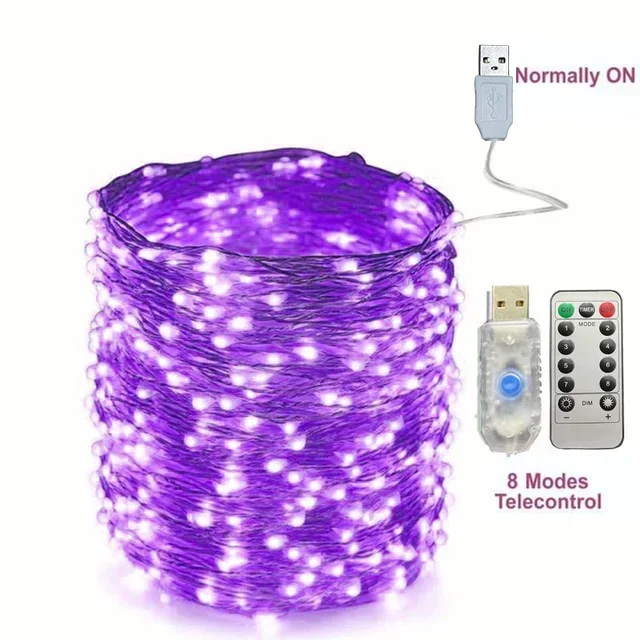 Guirnalda de luces Led USB, 5M/10M/20/30M, telecontrol, 8 modos, luces de Control remoto, guirnaldas de hadas, lámparas de decoración para bodas, Navidad y vacaciones
