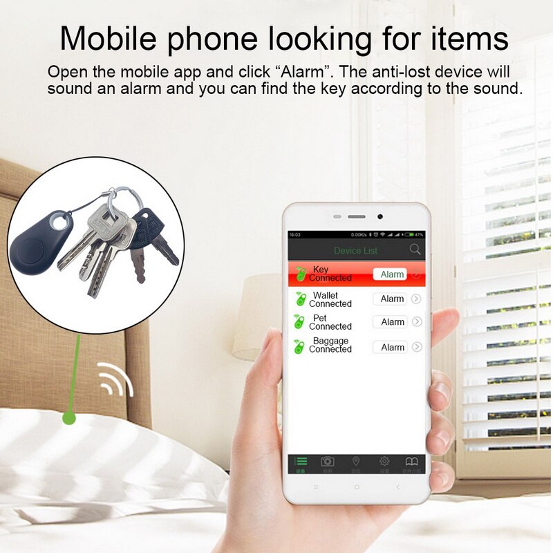 Mini smart alarm enhed bluetooth tracker locator bil motor gps børn kæledyr tegnebog nøgler alarm locator realtime finder enhed