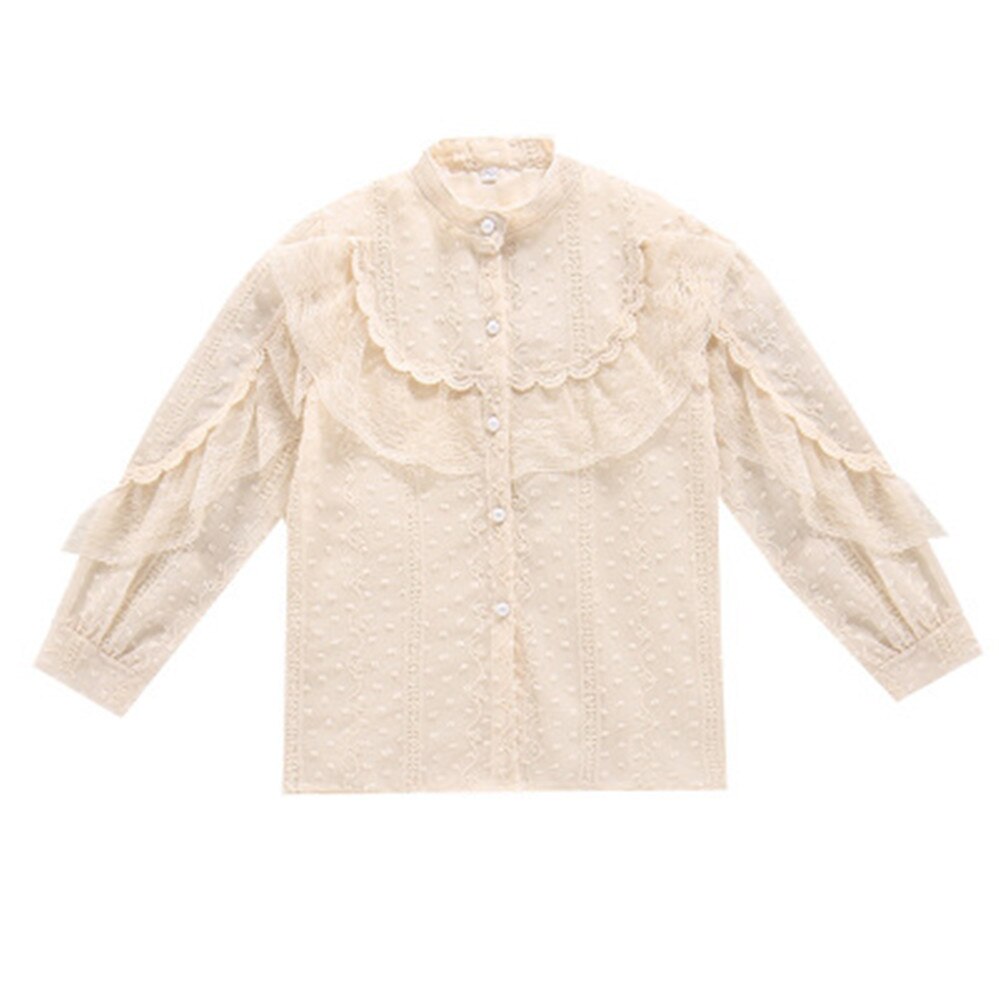 Blouse For Girls Lace Flower Girls Blouses Spring Autumn Girls Blouse Casual Style School Uniform For Girls 6 8 10 12 14 AA4836