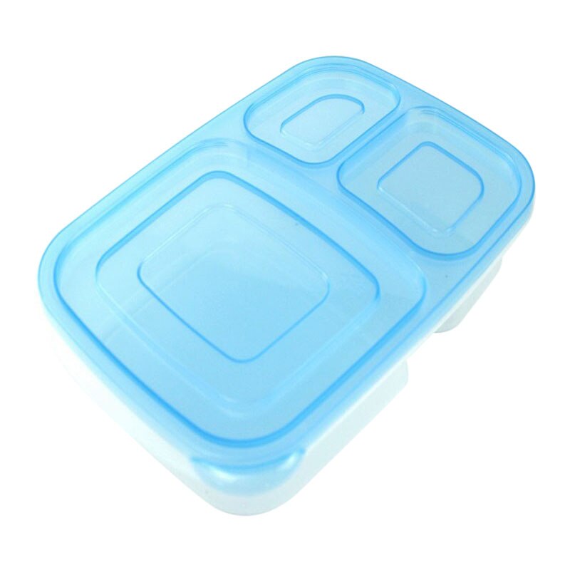 Draagbare Magnetron Bento Lekvrije Lunch Box Met Deksel 3 Compartimenten Voedsel Container Picknick School Opbergdozen Voor Kids volwassen: Blauw