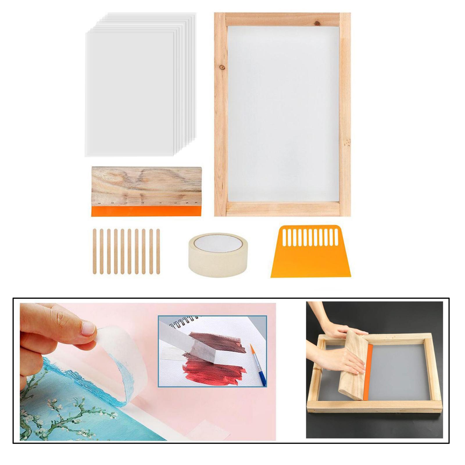 Screen Printing Kit Screen Printing Squeegees,Inkjet Transparency Film,Mask Tape