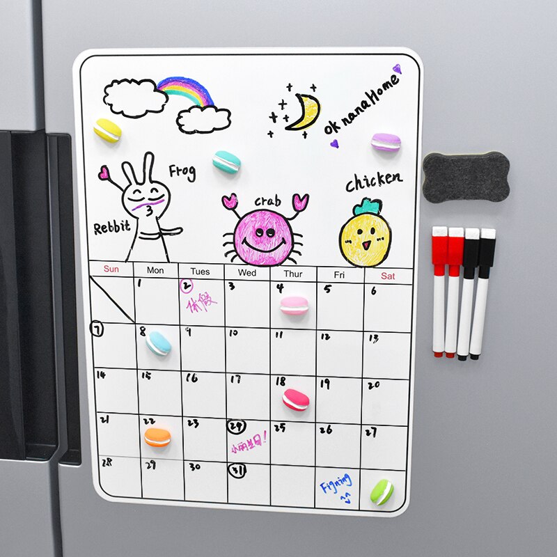 Nordique magnétique effaçable à sec calendrier hebdomadaire résistant réfrigérateur tableau blanc planificateur feuille cuisine réfrigérateur tableau blanc rappel