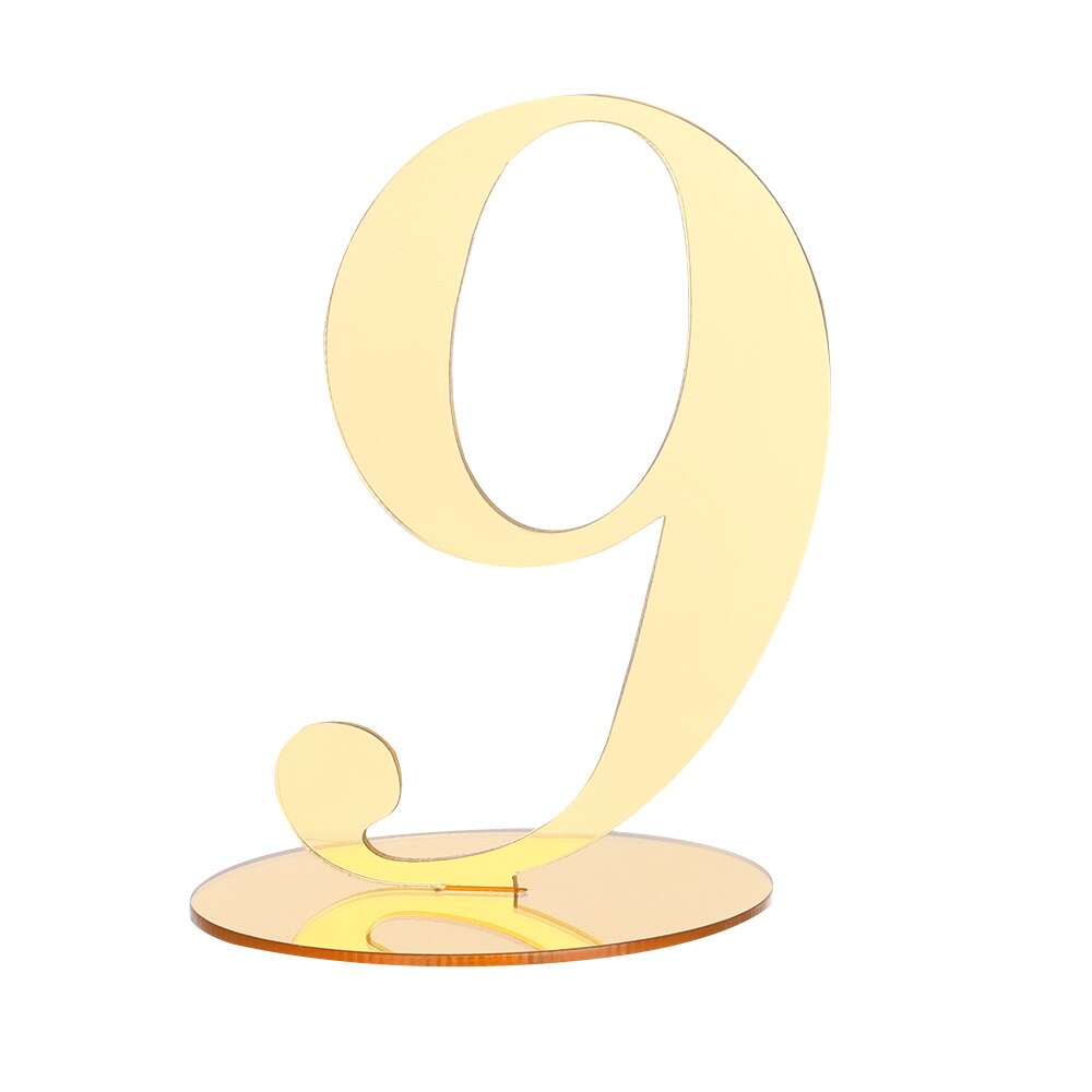 1pc Acrylic Table Numbers DIY Romantic Gold Table Sign Seat Card For Wedding Birthday Party Decoration: 9