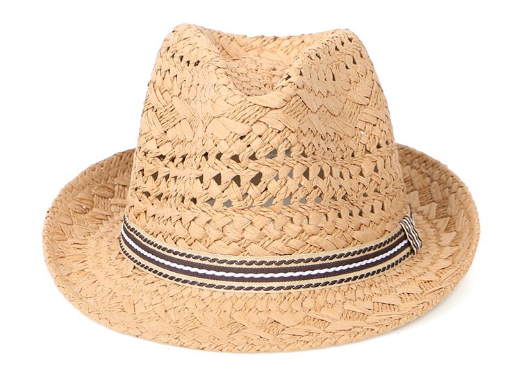 Sunhat Cowboy Hat kids Summer Child Cap Sun hat chapeu Cowboy cowgirl straw panama Fedora hat Sunhat Boy girls: Khaki