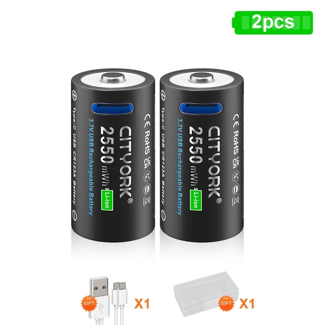 3.7V 16340 16350 Rechargeable Battery USB Rechargeable RCR123 CR123 CR123A Btteries For LED Flashlight With USB Cable: PURPLE