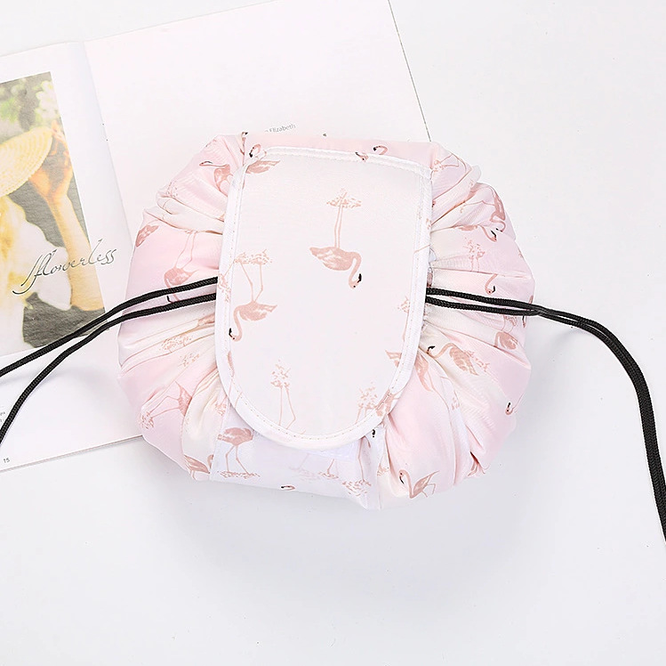 Women Drawstring Cosmetic Bag Travel Storage Makeup Bag Organizer Female Make Up Pouch Portable Waterproof Toiletry Beauty Case: Orange