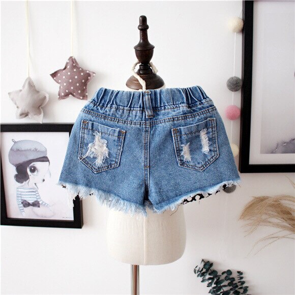 Filles mignon Shorts Denim trou bébé perle jean pantalon court été enfants pantalon fille vêtements: style 2 / 7-100cm-2-3T