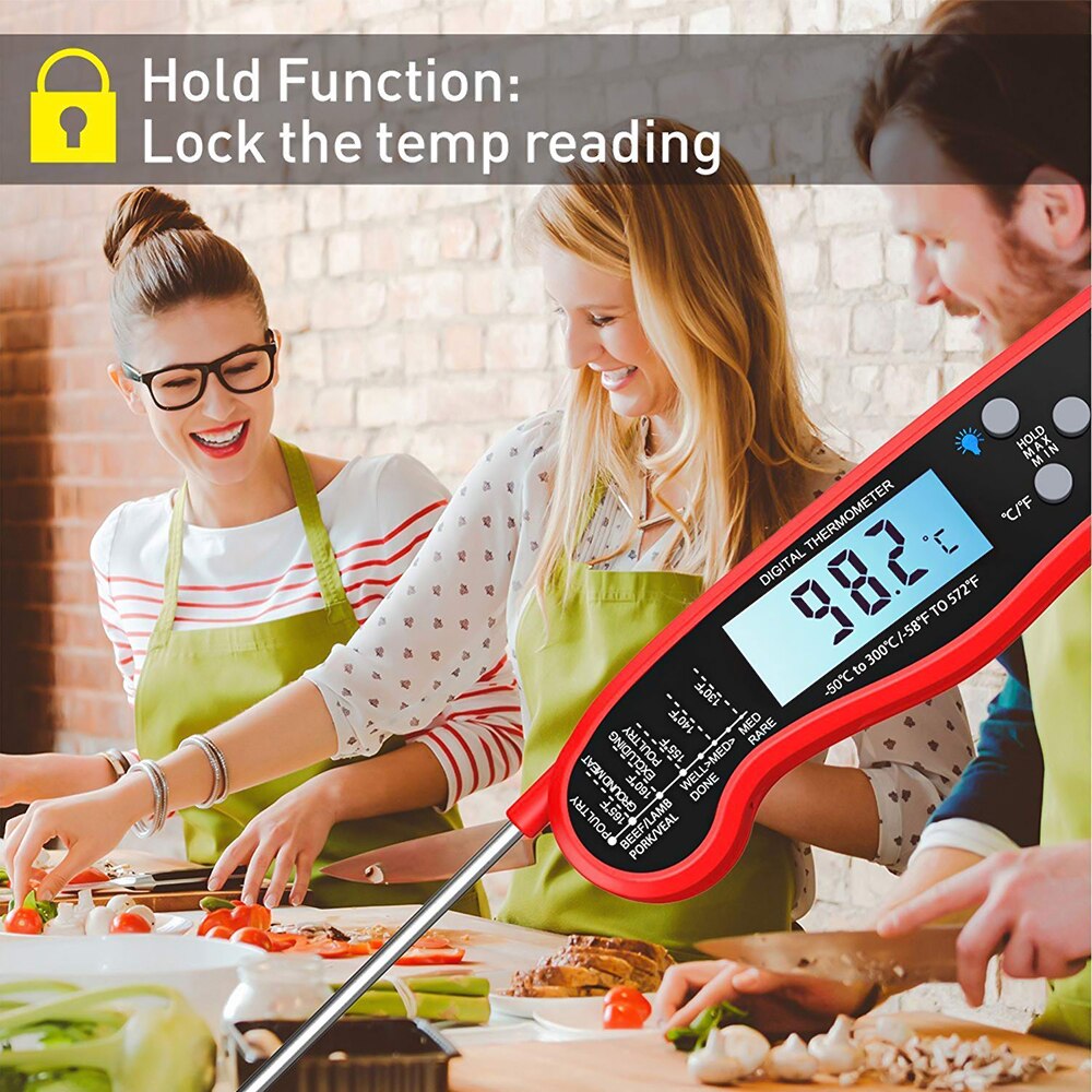 Cooking Digital Thermometer Instant Read Meat Food Probe Fast Foldable Grill BBQ Barbecue Kitchen Temperature Meter