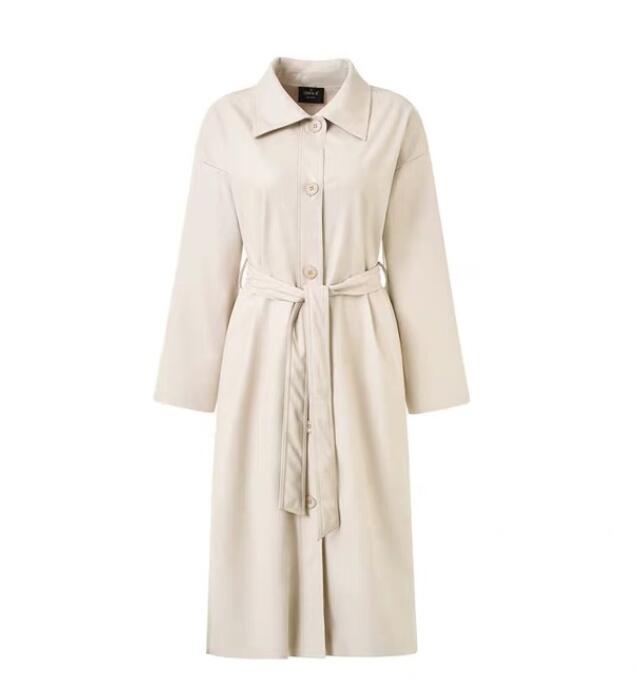 Bella philosophy Autumn Jacket Women Faux Leather Jacket Women Clothes Long Trench Coat Female Streetwear Windbreaker: Beige / L