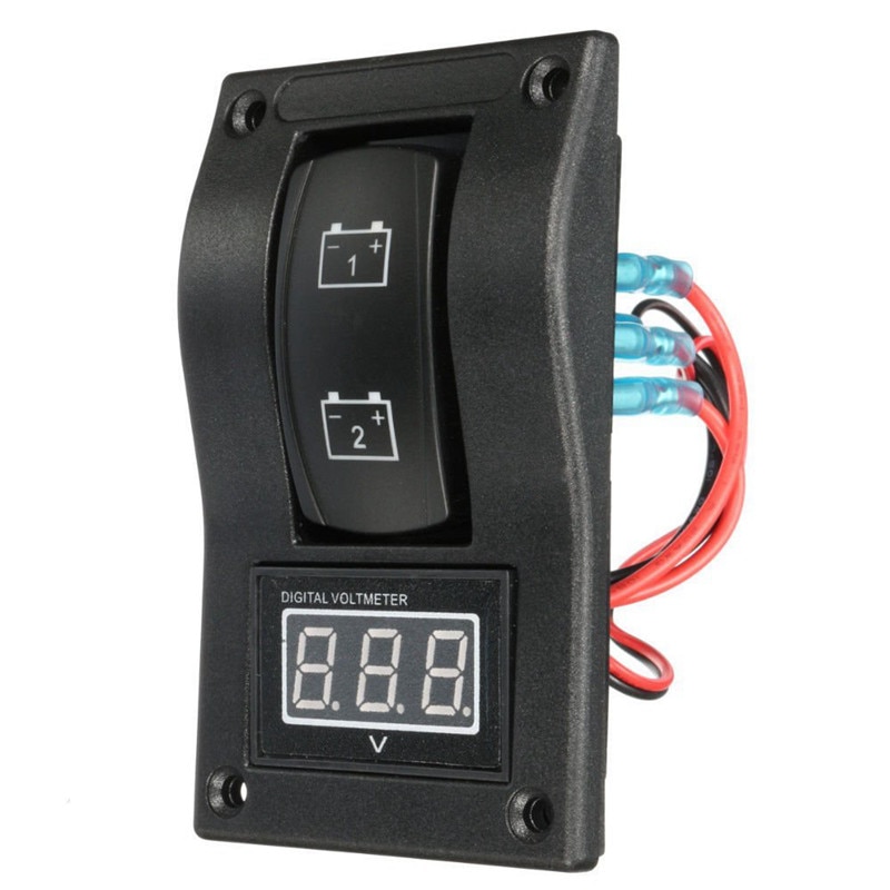 12-24v led dobbelt batteri testpanel vippekontakt bil lastbil marine båd voltmeter 4p on-off-on: Default Title
