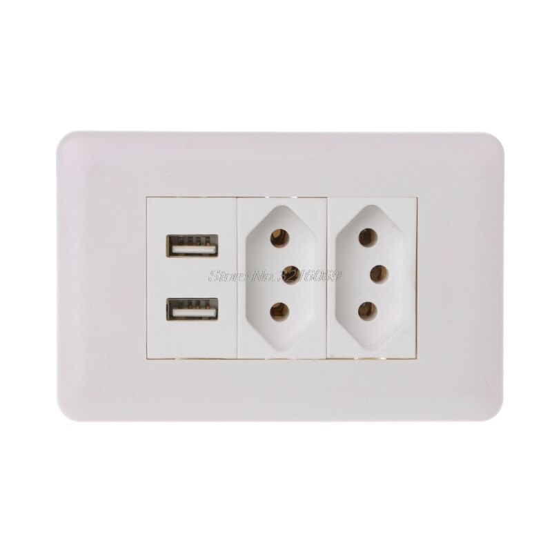 Wall Power Brazil Socket 15A Brasil Standard Double Soquete 5V 2100mA Dual USB Charger Port 115mm*75mm AC 110~250V