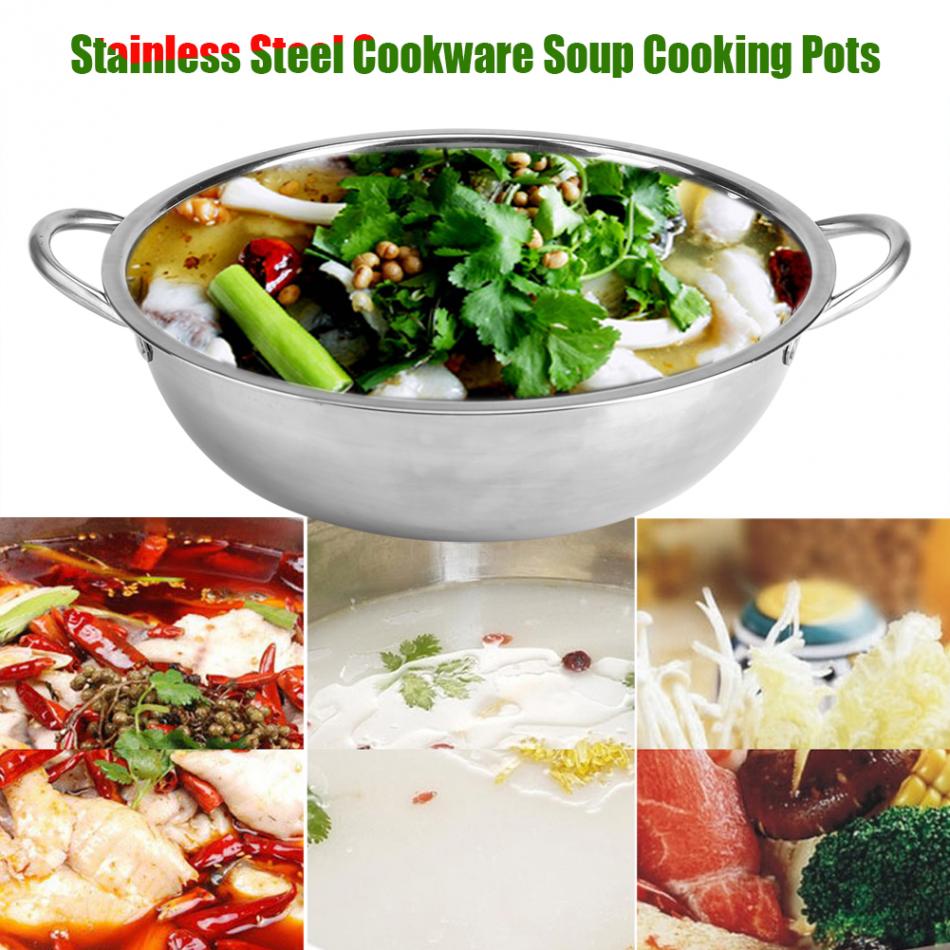 Top 30CM Stainless Steel Pot Shabu Induction Cooker Gas Stove Compatible Pot Home Kitchen Cookware Soup Cooking Pot